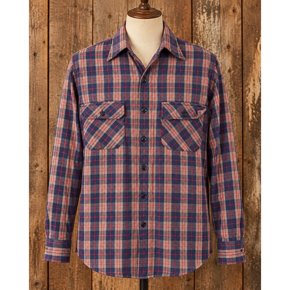 LL Bean Timberline Flannel Shirt Mens Medium Red Blue Plaid Vintage Button Down